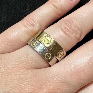 Gold and Silver Love Band Ring Set